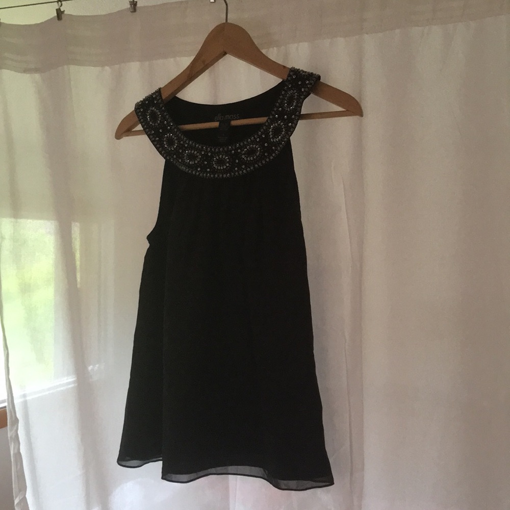 Ella Moss Sleeveless Blouse Black Sz S